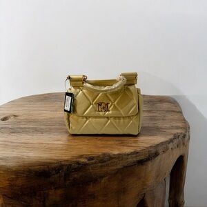 Badgley Mischka Gold Quilted Shoulder Bag